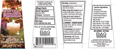 image description - warm vanilla scented hand sanitizer 29 ml 62vv